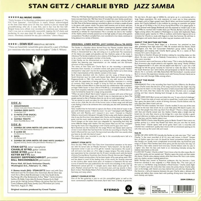 Back cover — Stan GETZ / CHARLIE BYRD — Jazz Samba (remastered)