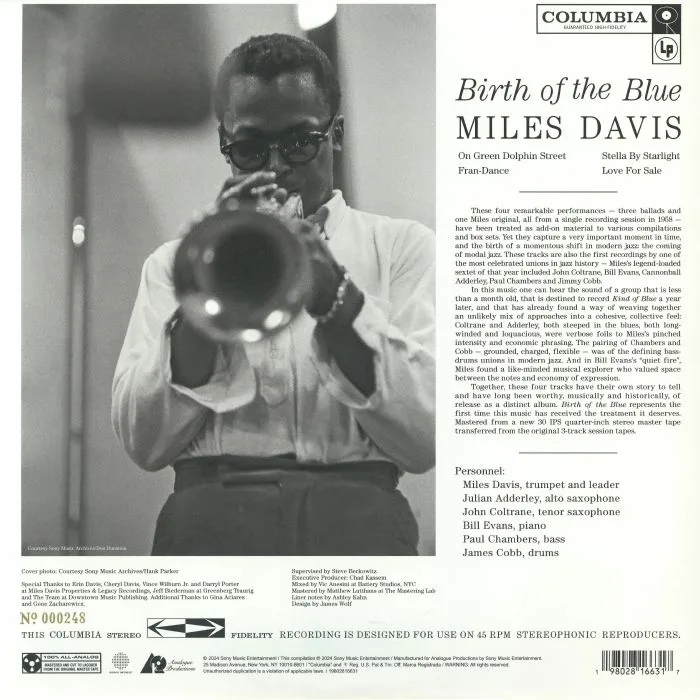 Обратная сторона обложки — Miles DAVIS — Birth Of The Blue (reissue)