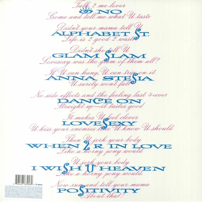 Обратная сторона обложки — PRINCE — Lovesexy (reissue)