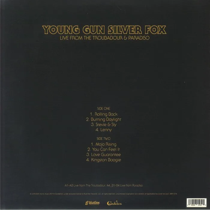 Back cover — YOUNG GUN SILVER FOX — Live From The Troubadour & Paradiso