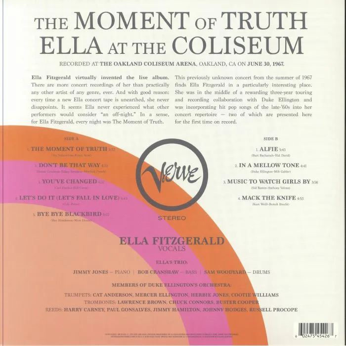 Back cover — Ella FITZGERALD — The Moment Of Truth: Ella At The Coliseum