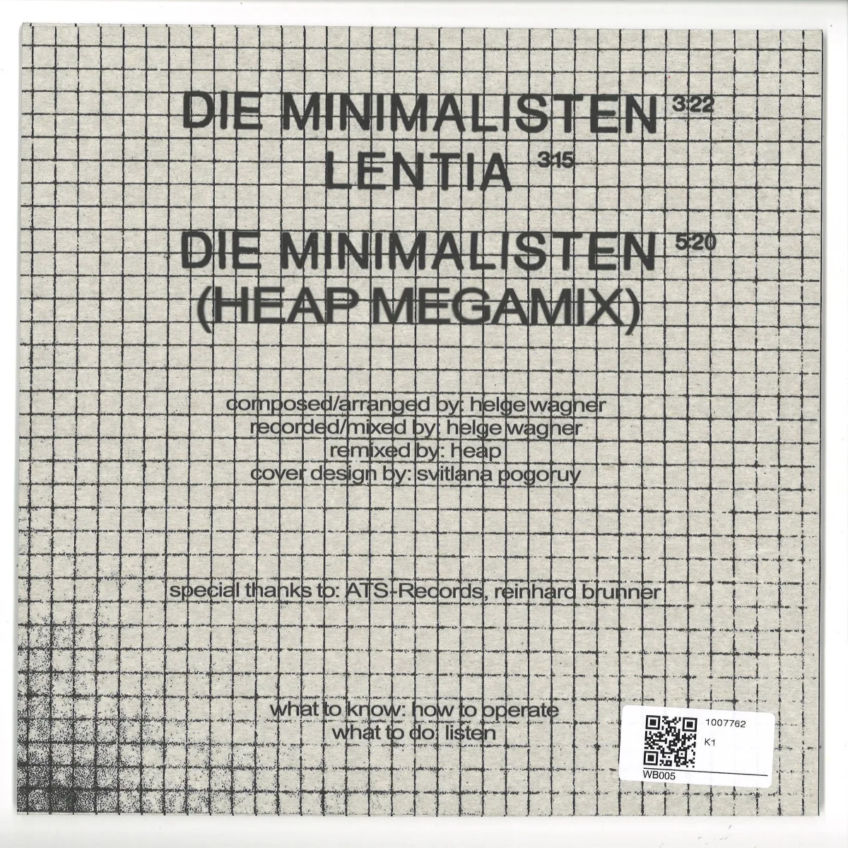 Обратная сторона обложки — Die Minimalisten — DIE MINIMALISTEN EP
