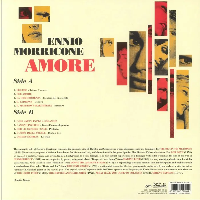 Обратная сторона обложки — Ennio MORRICONE — Amore (Soundtrack)