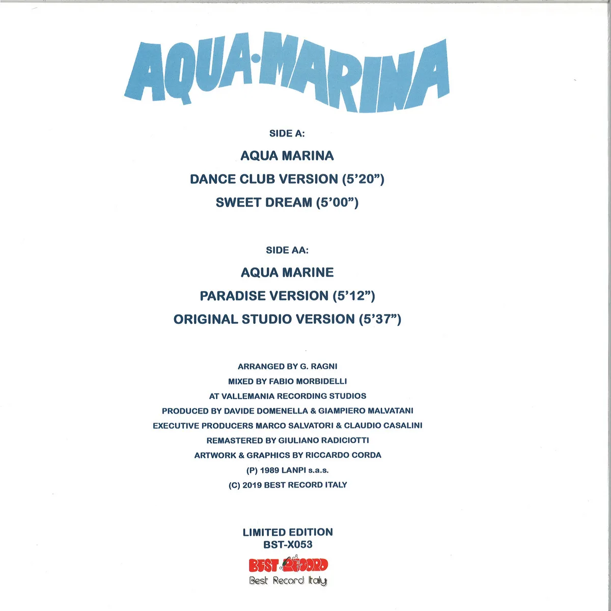 Обратная сторона обложки — The Countach — Aqua Marina