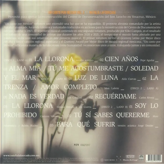 Обратная сторона обложки — Natalia LAFOURCADE — Un Canto Por Mexico Vol 2 (reissue)