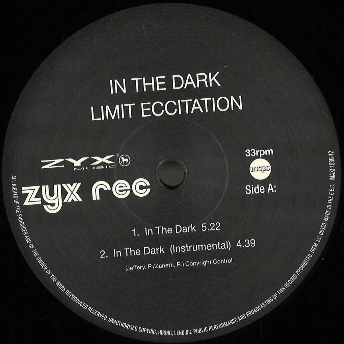 Лицевая сторона обложки — Limit Eccitation — In The Dark