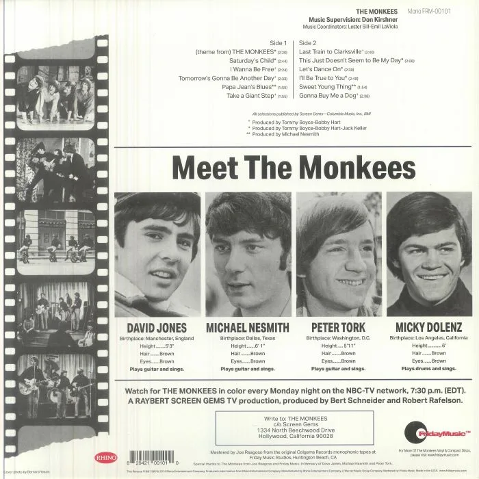 Back cover — The MONKEES — The Monkees (reissue)