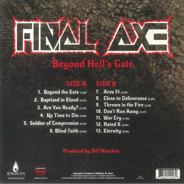 Back cover — FINAL AXE — Beyond Hell's Gate