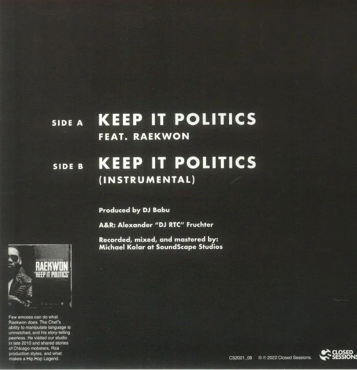 Обратная сторона обложки — RAEKWON / DJ BABU — Keep It Politics