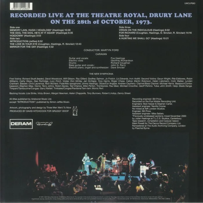 Back cover — CARAVAN — Caravan & The New Symphonia
