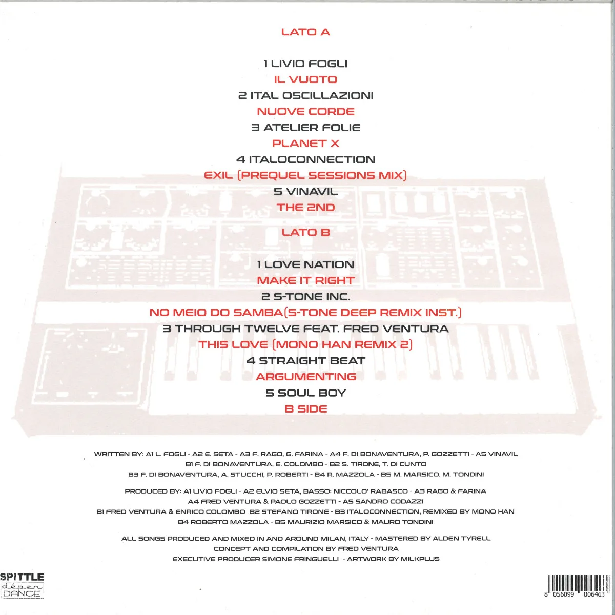 Обратная сторона обложки — Various — Fred Ventura Presents Milano Undiscovered 2023 LP