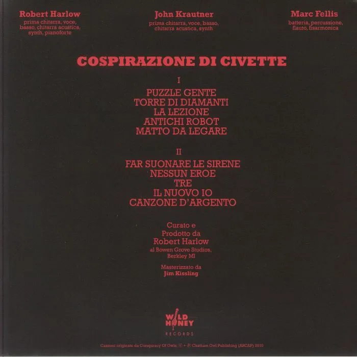 Обратная сторона обложки — CONSPIRACY OF OWLS — Conspirazione Di Civette