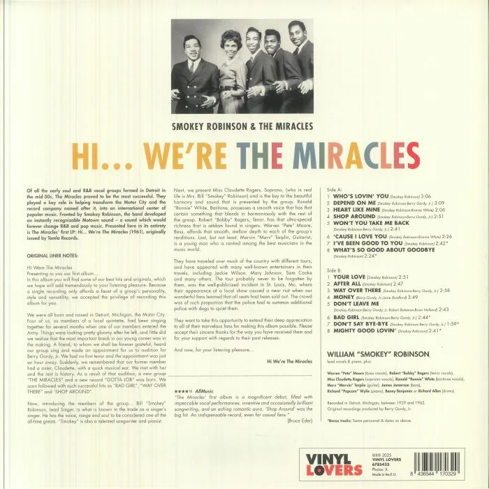 Обратная сторона обложки — Smokey ROBINSON & THE MIRACLES — Hi We're The Miracles