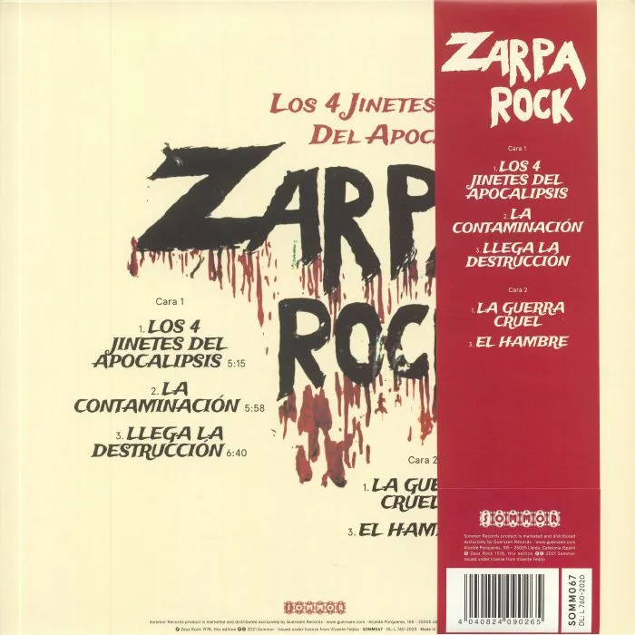 Обратная сторона обложки — ZARPA ROCK — Los 4 Jinetes Del Apocalipsis