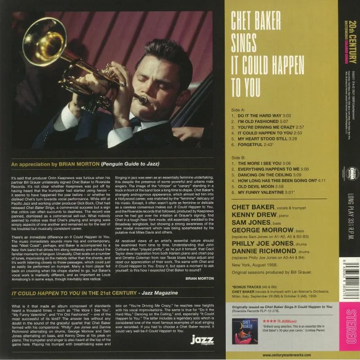Обратная сторона обложки — Chet BAKER — Chet Baker Sings: It Could Happen To You