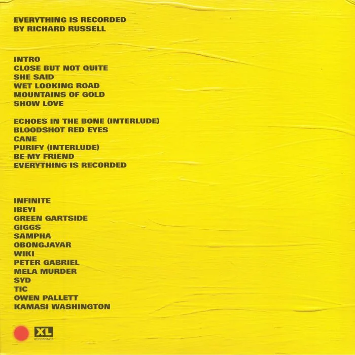 Обратная сторона обложки — EVERYTHING IS RECORDED — Everything Is Recorded (Richard Russell production)