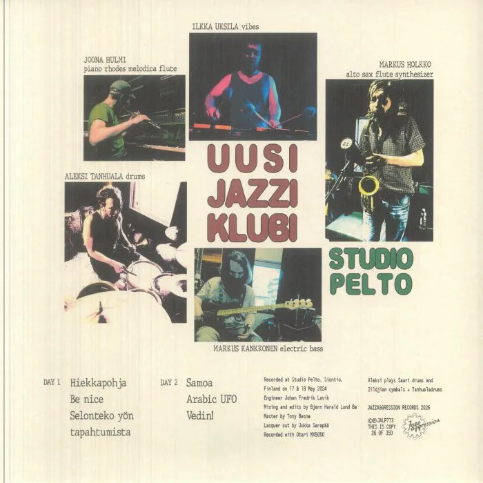 Back cover — UUSI JAZZI KLUBI — Uusi Jazzi Klubi At Studio Pelto