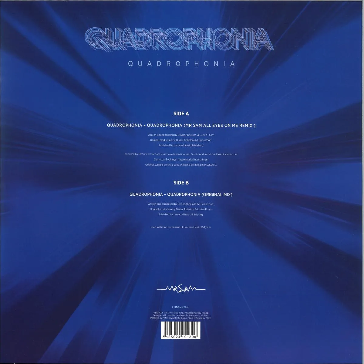 Обратная сторона обложки — QUADROPHONIA — QUADROPHONIA – MR SAM & ORIGINAL MIX