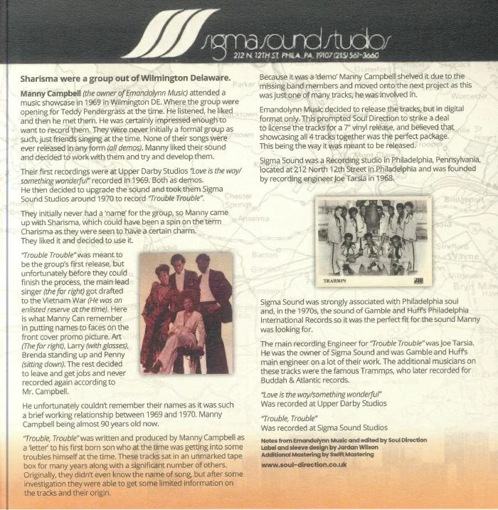 Back cover — SHARISMA — Trouble Trouble