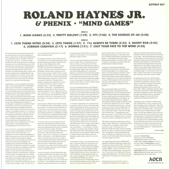 Back cover — Roland HAYNES JR / PHENIX — Mind Games