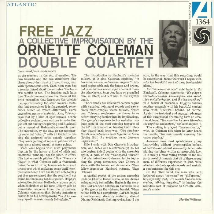 Back cover — ORNETTE COLEMAN DOUBLE QUARTET — Free Jazz (remastered)