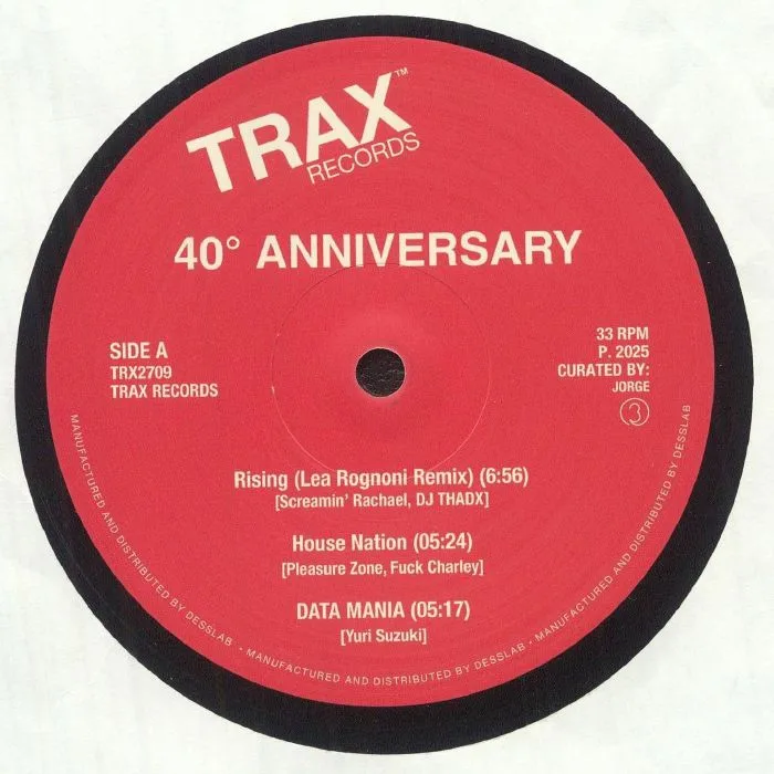Front cover — SCREAMIN' RACHAEL / DJ THADX / PLEASURE ZONE / FUCK CHARLEY / YURI SUZUKI / D BEAT / SIR NENIS / FRANKIE BONES — Trax Records: The 40th Anniversary Collection