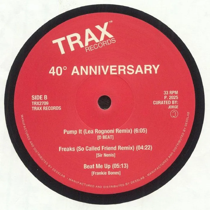 Back cover — SCREAMIN' RACHAEL / DJ THADX / PLEASURE ZONE / FUCK CHARLEY / YURI SUZUKI / D BEAT / SIR NENIS / FRANKIE BONES — Trax Records: The 40th Anniversary Collection