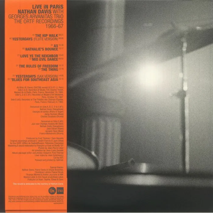 Обратная сторона обложки — Nathan DAVIS / GEORGES ARVANITAS TRIO — Live In Paris: The Ortif Recordings 1966-67 (Deluxe Edition)