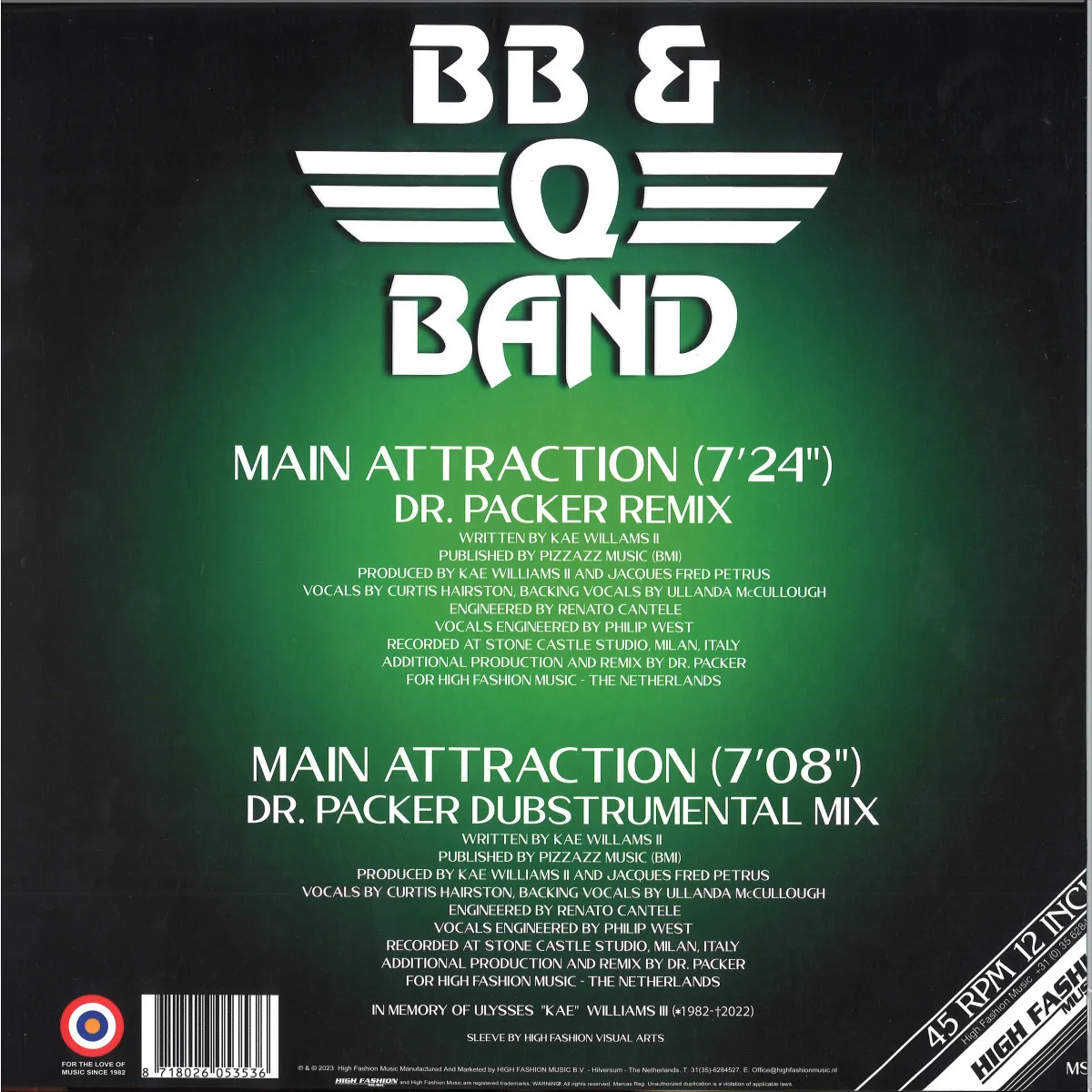 Обратная сторона обложки — Bb&Q Band — Main Attraction