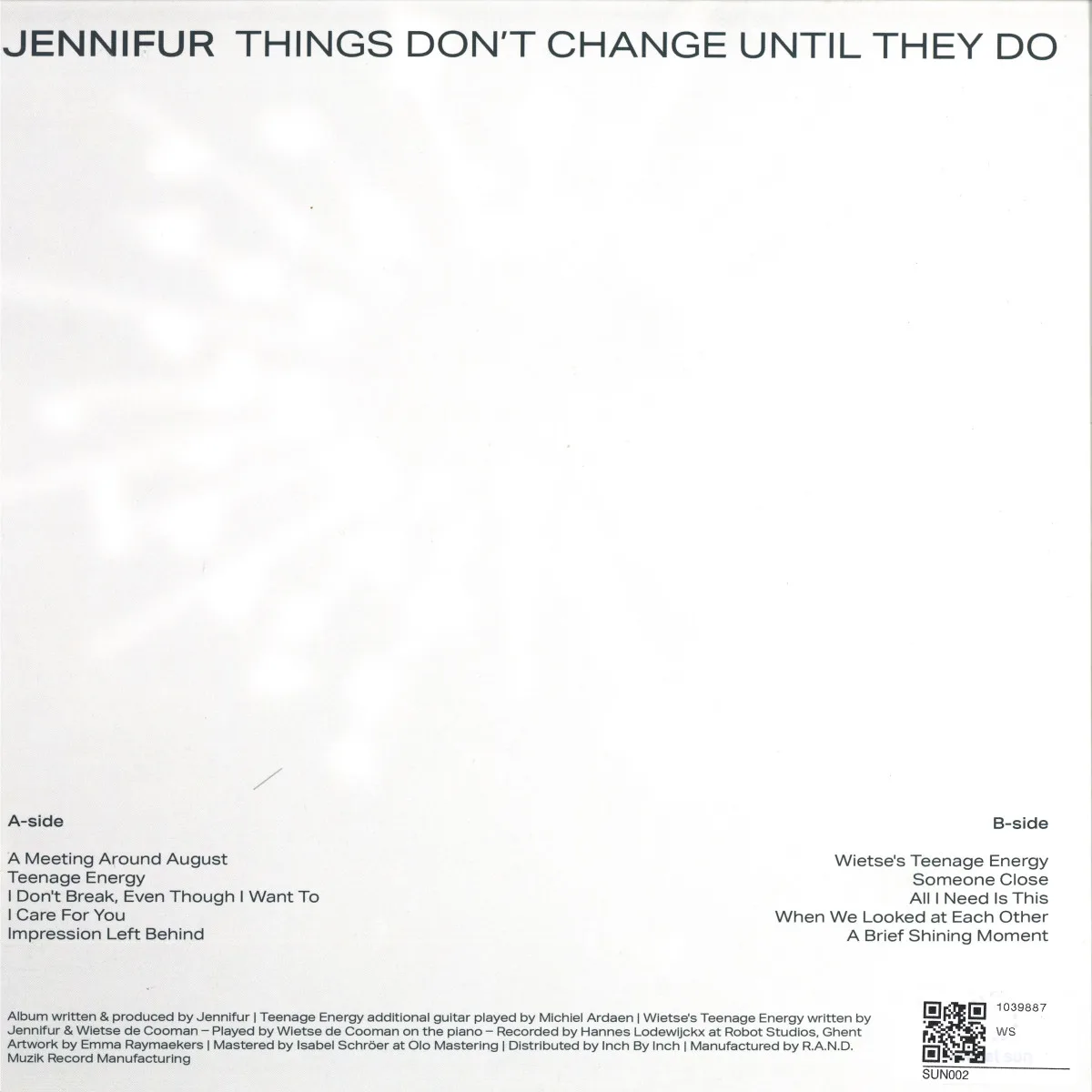 Обратная сторона обложки — Jennifur — Things Don`t Change Until They Do LP