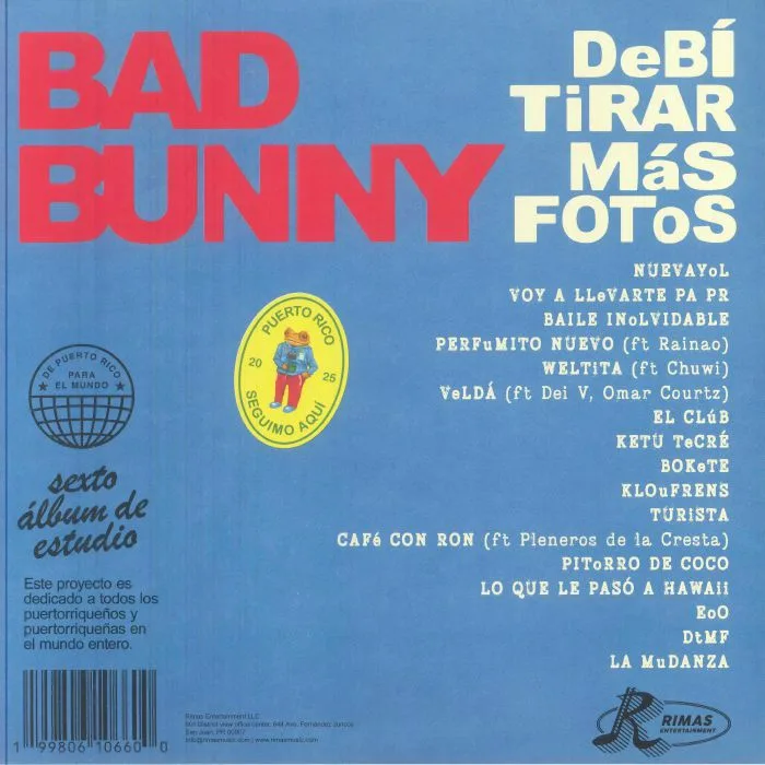Back cover — BAD BUNNY — Debi Tirar Mas Fotos (B-STOCK)