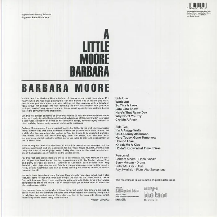 Обратная сторона обложки — Barbara MOORE — A Little Moore Barbara (Record Store Day RSD 2025)