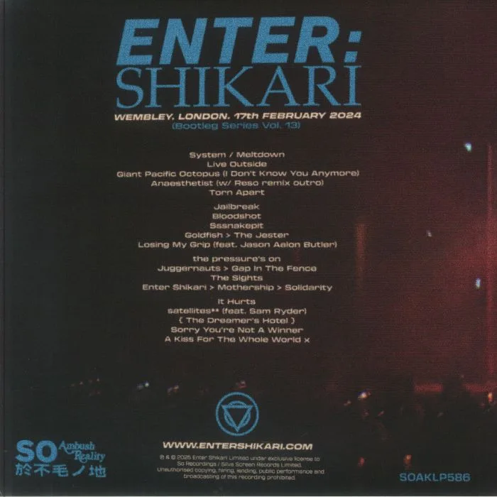 Обратная сторона обложки — ENTER SHIKARI — Live At Wembley 17th February 2024