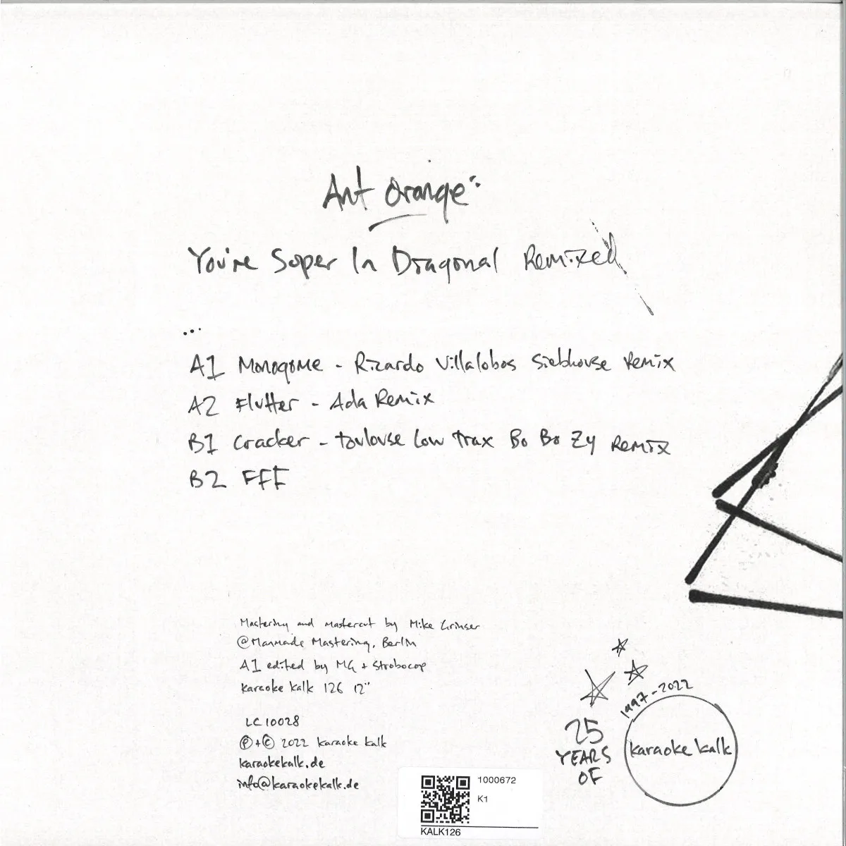 Back cover — Ant Orange — You're Super In Diagonal EP