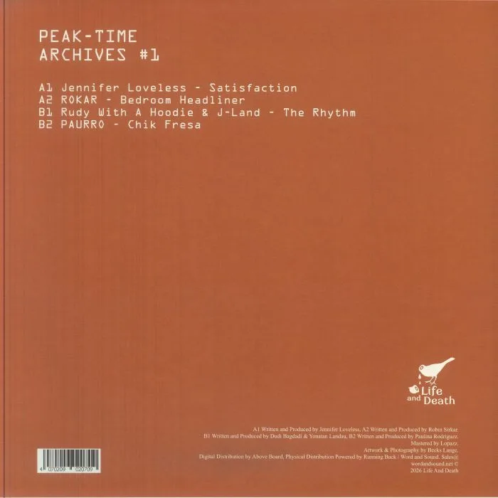 Back cover — Jennifer LOVELESS / ROKAR / RUDY WITH A HOODIE / J LAND / PAURRO — Peak Time Archives