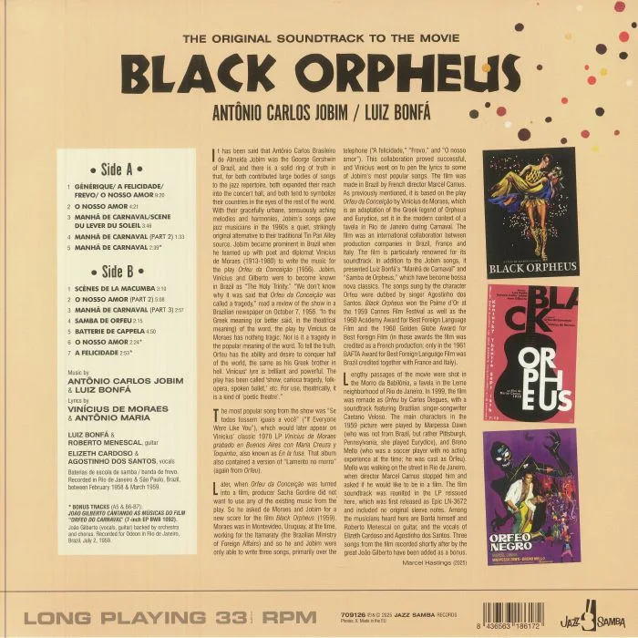 Обратная сторона обложки — Antonio Carlos JOBIM / LUIZ BONFA — Black Orpheus (Soundtrack)