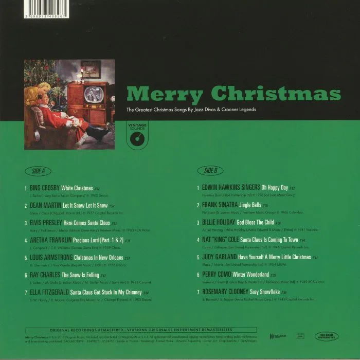 Обратная сторона обложки — VARIOUS — Merry Christmas: The Greatest Christmas Songs By Jazz Divas & Crooner Legends