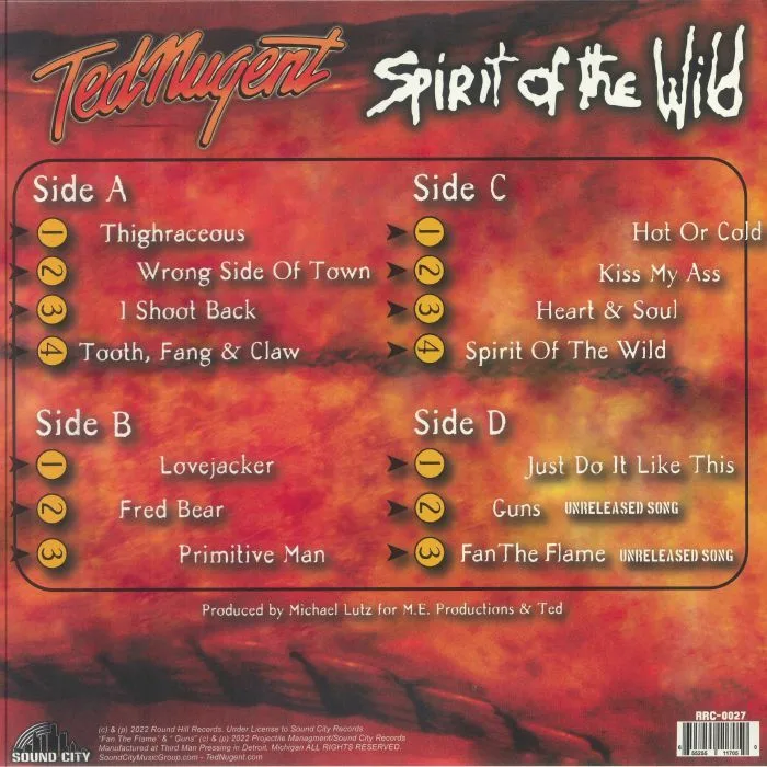 Back cover — Ted NUGENT — Spirit Of The Wild (Record Store Black Friday 2025)