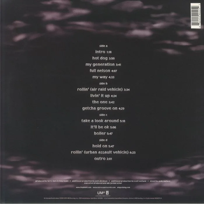 Обратная сторона обложки — LIMP BIZKIT — Chocolate Starfish & The Hot Dog Flavored Water (reissue)