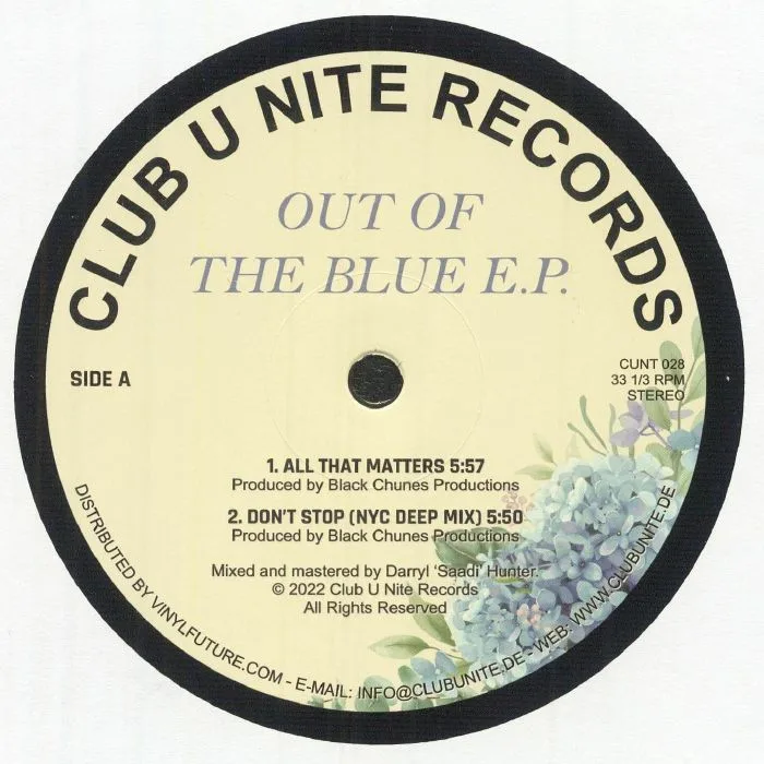 Front cover — BLACK CHUNES PRODUCTIONS / MANHATTAN PROJECT — Out Of The Blue EP