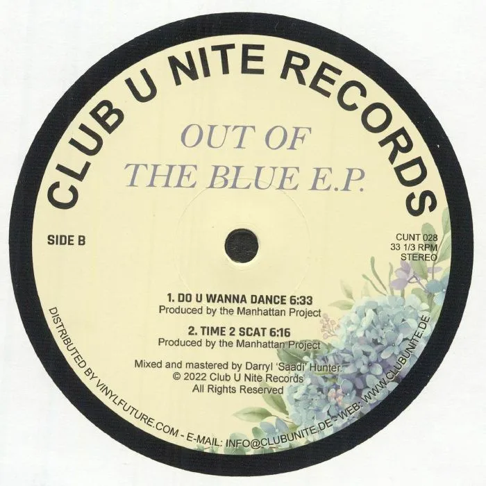 Back cover — BLACK CHUNES PRODUCTIONS / MANHATTAN PROJECT — Out Of The Blue EP