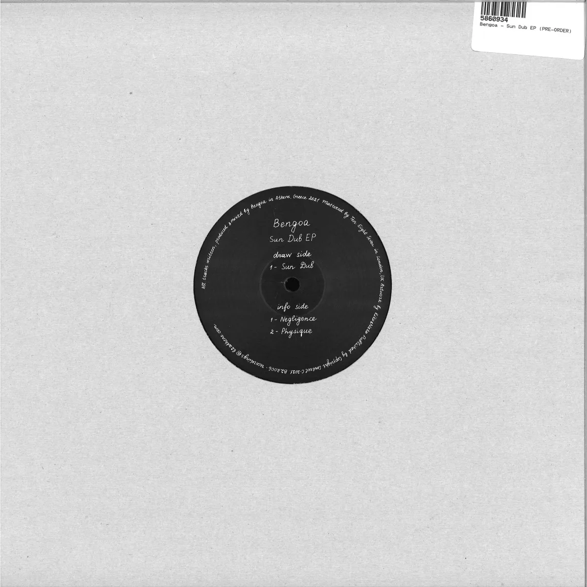 Обратная сторона обложки — Bengoa — Sun Dub EP