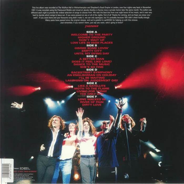 Back cover — THUNDER — Live