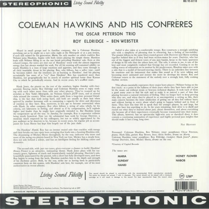 Back cover — Coleman HAWKINS — Coleman Hawkins & Confreres (Acoustic Sounds Series)