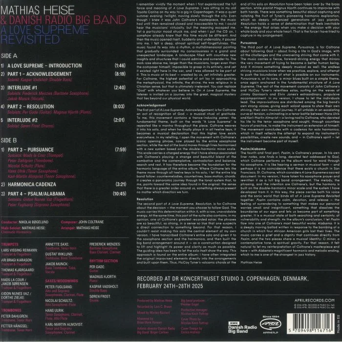 Обратная сторона обложки — Mathias HEISE / DANISH RADIO BIG BAND — A Love Supreme Revisited