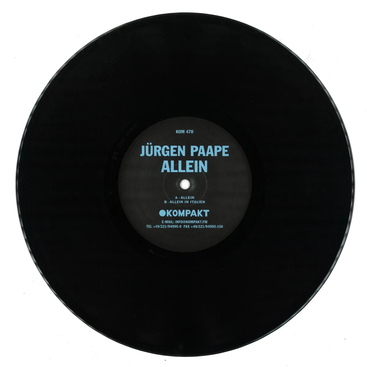 Лицевая сторона обложки — Jürgen Paape — Allein 10"