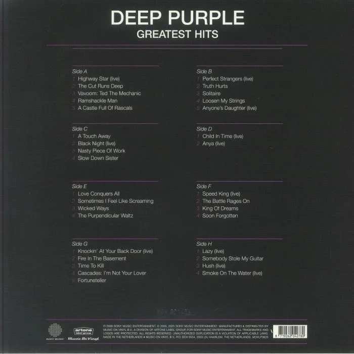 Обратная сторона обложки — DEEP PURPLE — Greatest Hits (reissue)