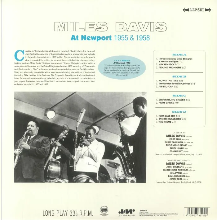 Back cover — Miles DAVIS — At Newport 1955 & 1958