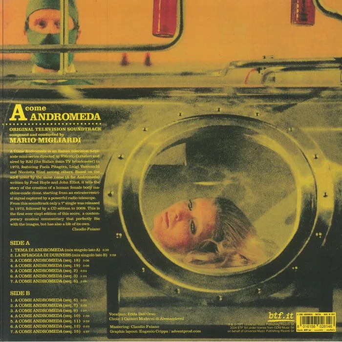 Обратная сторона обложки — Mario MIGLIARDI — A Come Andromeda (Soundtrack) (reissue) (Record Store Day RSD 2025)