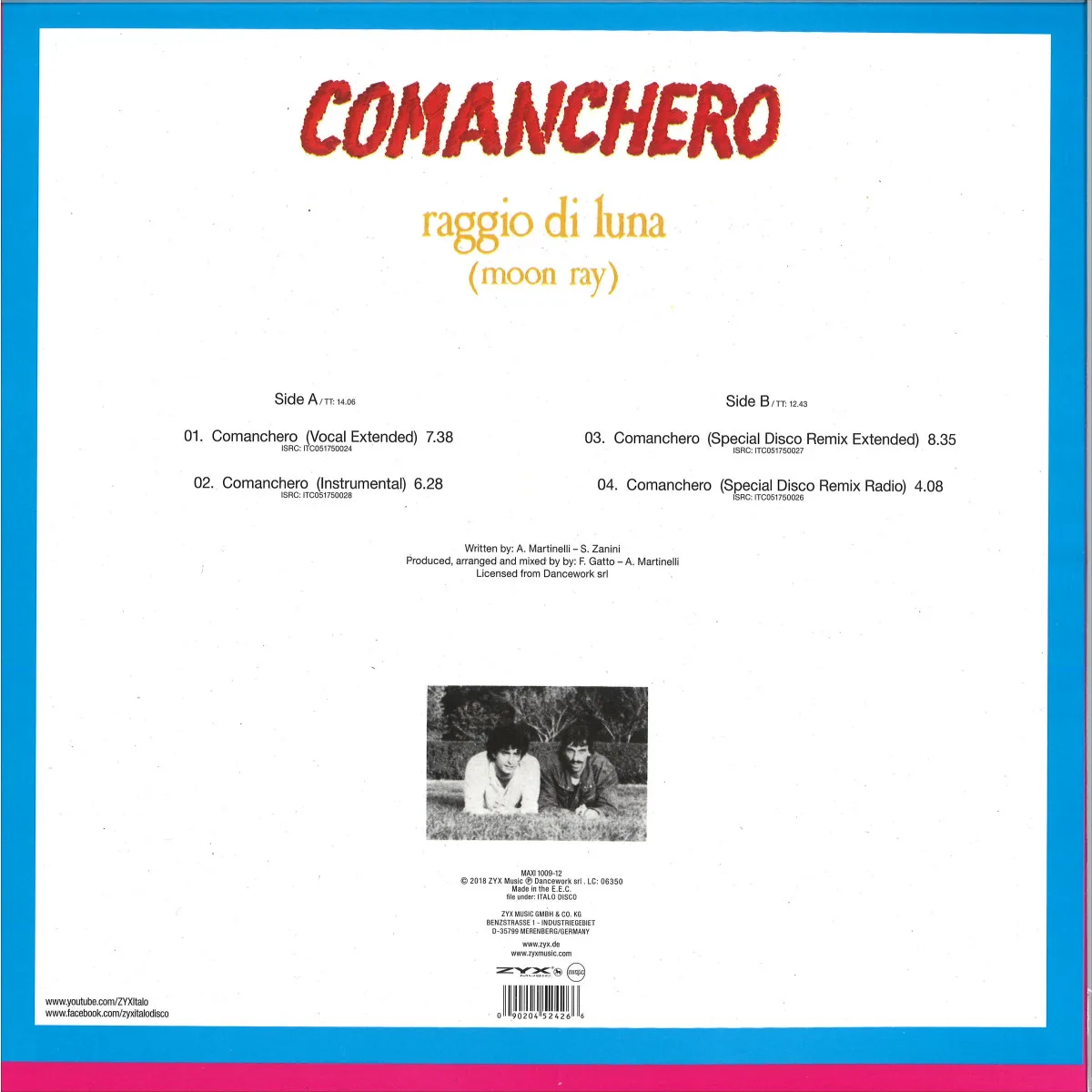 Обратная сторона обложки — Raggio Di Luna(Moon Ray) — Comanchero